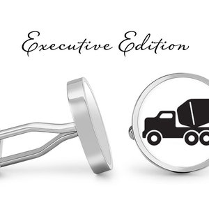 Cement Truck Cufflinks - Truck Driver Cuff Links - Construction Worker Cufflink (Pair) Lifetime Guarantee (S0731)
