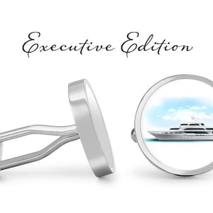 Yacht Cufflinks - Luxury Ship Cuff Links - Cruise Ship Cufflink - Sailing Nautical Cufflinks (Pair) Lifetime Guarantee (S0124)