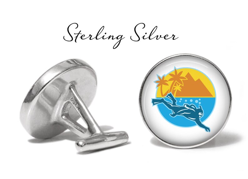 Scuba Diver Cufflinks Scuba Cuff Links Pair Lifetime Guarantee S1061 Sterling Silver