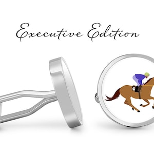 Horse Racing Cufflinks - Jockey Cuff Links - Equestrian Show Jumping Cufflink (Lifetime Guarantee) S2430