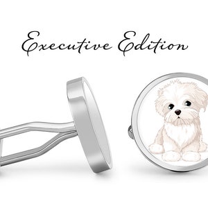 Maltese Cufflinks Maltese Dog Cuff Links (Lifetime Guarantee) S1636