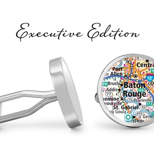 Baton Rouge Manchetknopen Louisiana Cuff Links City Map Cufflink (Levenslange Garantie) S2114