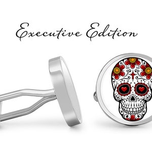 Sugar Skull Cufflinks Calavera Cuff Links Day of the Dead Cufflink (Lifetime Guarantee) S1953