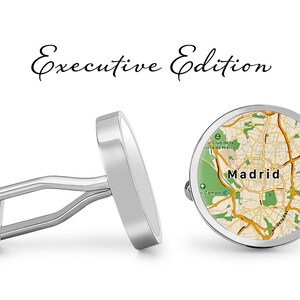 Madrid Manchetknopen Spanje Manchet links City Map Cufflink (Levenslange Garantie) S2124