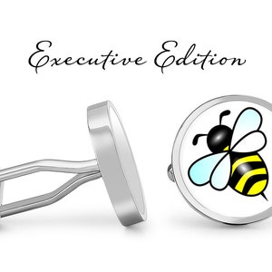 Honey Bee Cufflinks - Beekeeper Cuff Links - Honeybee Cufflink - (Pair) Lifetime Guarantee (S0943)