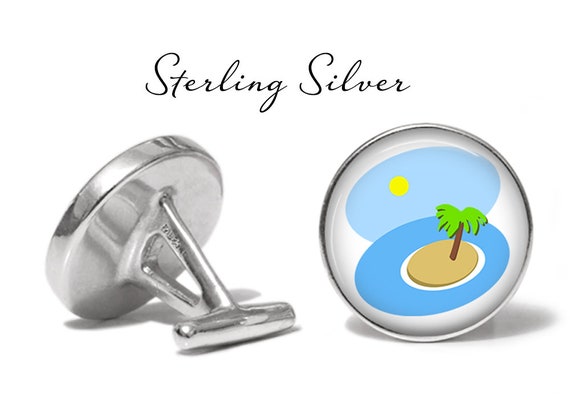 Angled Edition Palm Tree Tropical Island Cufflinks