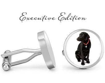 Cufflinks - Black Lab Cufflinks - Labrador Cufflinks - Black Lab Cuff Links - Dog Cufflink (Pair) Lifetime Guarantee (S0584)