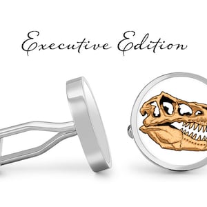 Dinosaur Skull Cufflinks - Dino Cufflinks - Dinosaur Wedding Cufflinks - Fossil Cufflinks (Pair) Lifetime Guarantee (S0530)