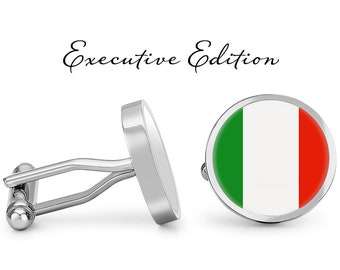 Italian Flag Cufflinks Italy Flag Cuff Links Italian Cufflink (Lifetime Guarantee) S1649