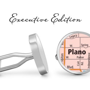 Plano Cufflinks - Carte de Plano Texas Cuff Links - Carte Cufflink (Garantie à vie) S2326