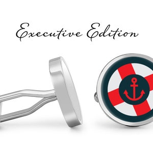 Lifeguard Cufflinks - Nautical Cufflinks - Anchor Cuff Links - Life Preserver Cuff Links (Pair) Lifetime Guarantee (S0566)