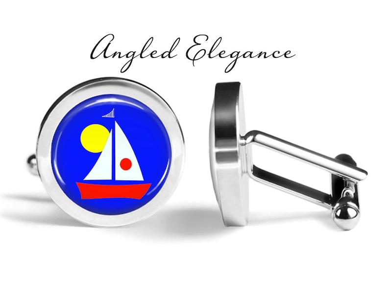 Lifetime Guarantee Boat Cufflinks Pair Maritime Cufflink - Sailboat Cufflinks Artsy Sailboat Cufflinks S0915 Beach Cuff Links