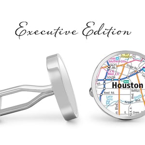Houston Manchetknopen Texas Cuff Links City Map Cufflink (Levenslange Garantie) S2121