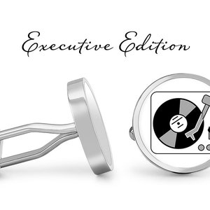 Turntable Cufflinks DJ Cufflinks Turn Table Cuff Links Vinyl Cufflinks Music Cufflinks Pair Lifetime Guarantee S0350 Executive Edition