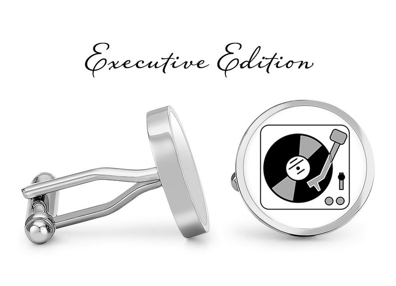 Turntable Cufflinks DJ Cufflinks Turn Table Cuff Links Vinyl Cufflinks Music Cufflinks Pair Lifetime Guarantee S0350 Executive Edition