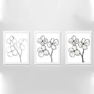 Dogwood Flower Watercolor Progression - 3 Images (Digital Download)