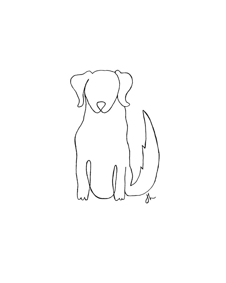 Dog Line Drawing Print (digital Download) - Etsy