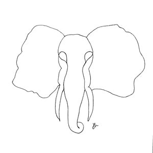 Elephant Line Drawing Print (Digtial Download)