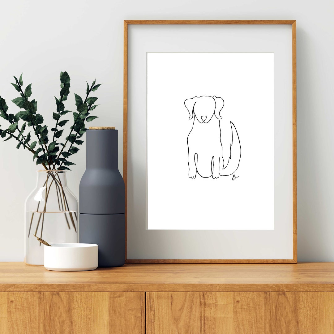 Dog Line Drawing Print digital Download - Etsy
