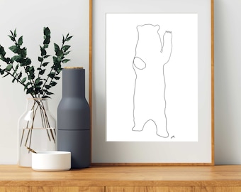 Dessin au trait ours debout, dessin au trait ours Sic &#39;Em (téléchargement numérique)