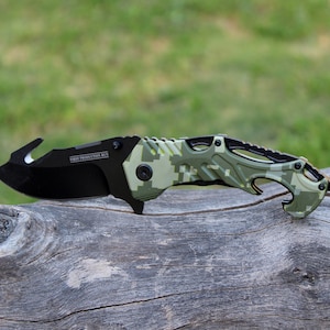 8” Tactical Spring Assisted Folding Pocket Knife. Multi-finction Hunting, Camping, Fishing, Survival Knife.