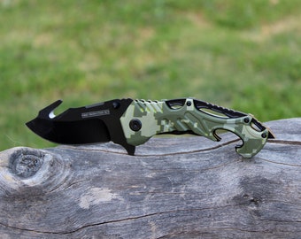 8” Tactical Spring Assisted Folding Pocket Knife. Multi-finction Hunting, Camping, Fishing, Survival Knife.