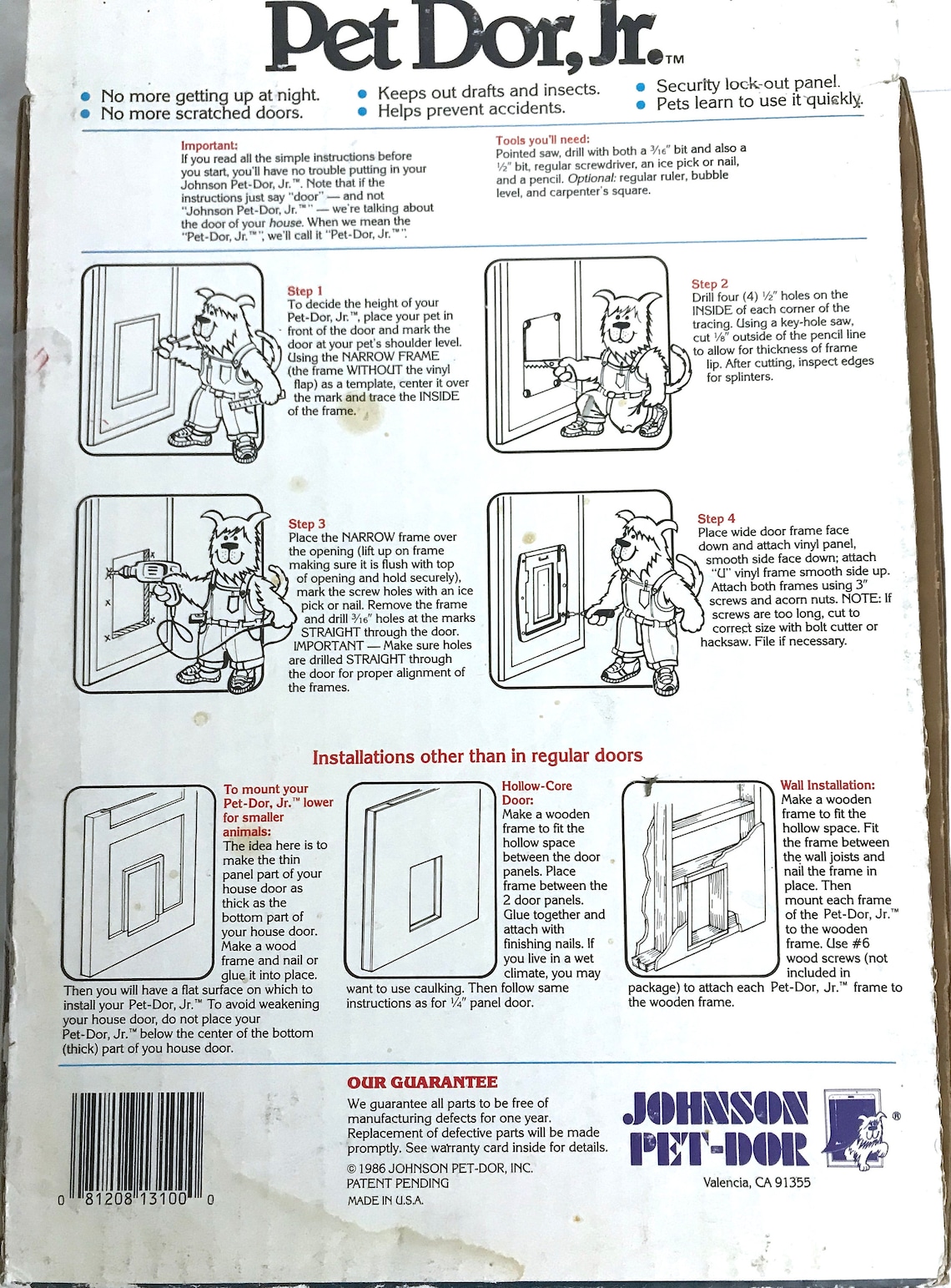 Vintage 1986 Johnson PetDoor two way door Flaps Small fits Etsy