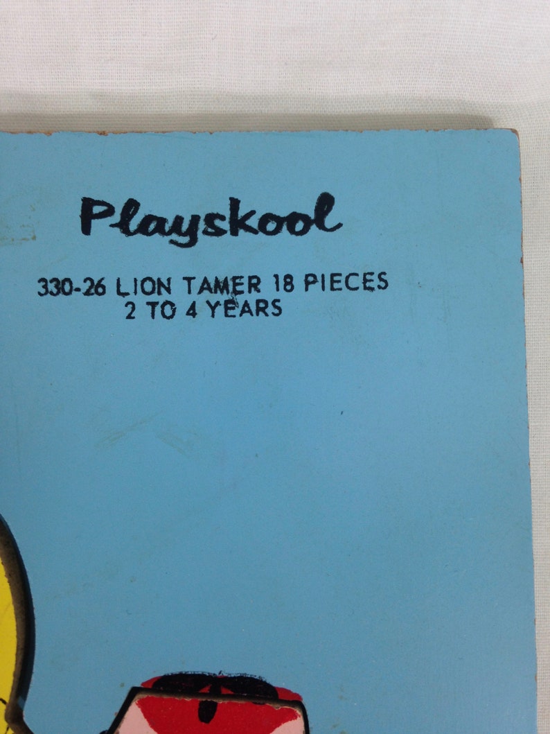 Vintage 1960s Playskool Wood Puzzle Lion Tamer Complete 330-26