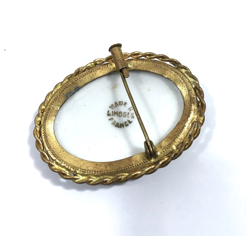 Antique Limoges France Porcelain Brooch Pin Hand Painted Roses Etsy