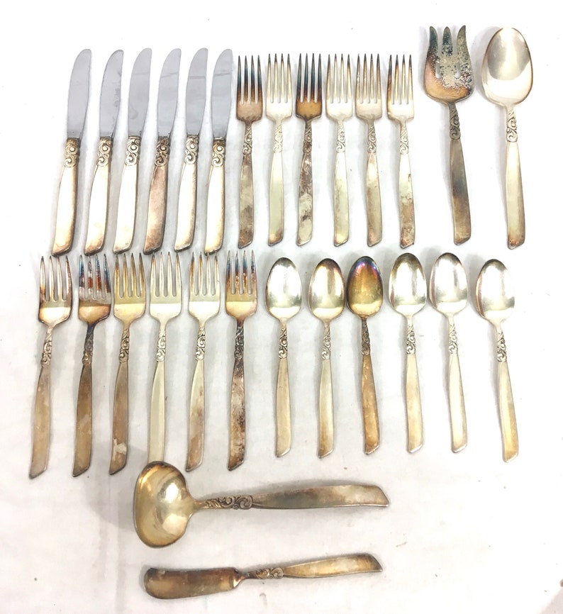 Oneida Community SOUTH SEAS Vintage 1955 Silver Plate Flatware Silverware 28pcs Set Dinner Service for 6 #A2
