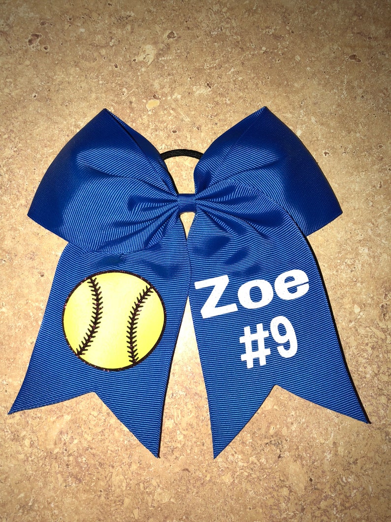 Personalized Softball Hair Bow Glitter Softball Bow Team Etsy