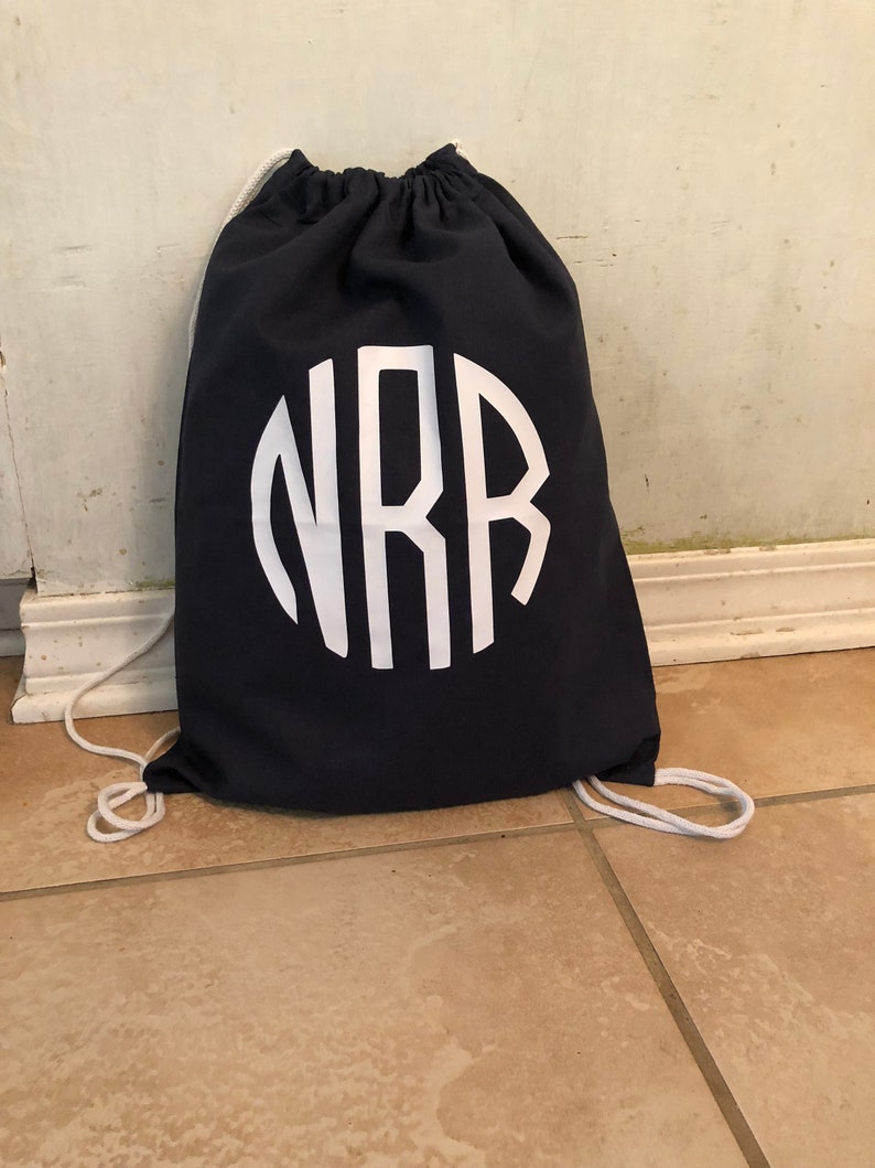 Monogrammed gym drawstring bag personalized gym bag Etsy