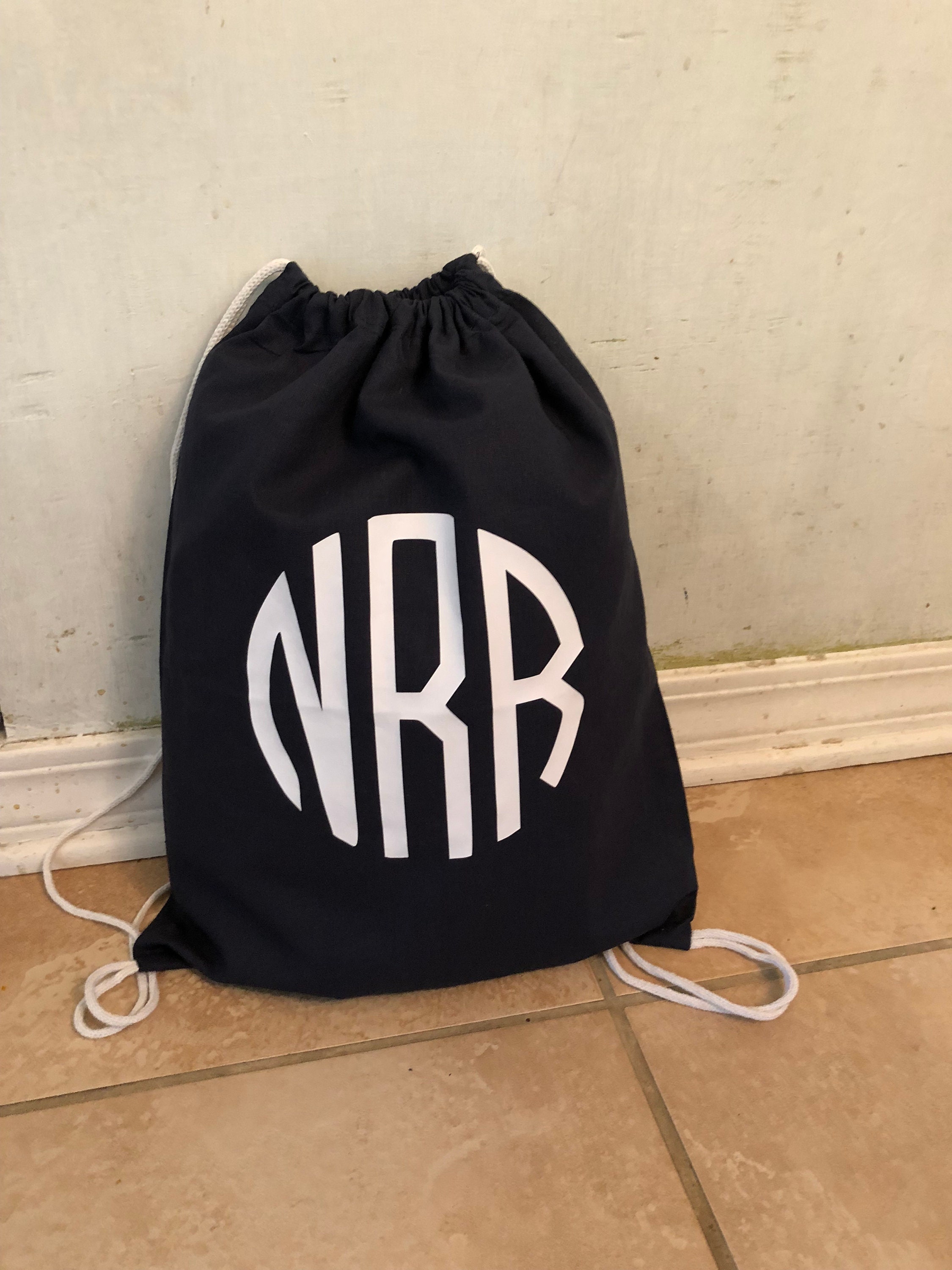 Monogrammed gym drawstring bag personalized gym bag Etsy