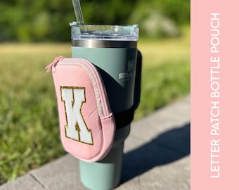 Personalized Stanley Tumbler Pouch: Chenille Letter Patch Zipper Wallet