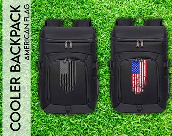 Insulated Backpack Cooler- American Flag distressed
