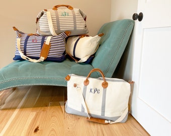 Personalized Monogrammed Canvas Overnight Weekender Bag