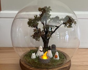 Custom Ghost Family and Pet Halloween Globe Decoration