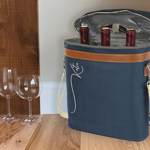 Personalized Insulated Wine Tote Etsy