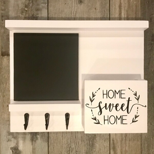 Entryway Organizer/ Key Holder/ Key Holder for Wall / Mail Organizer Wall / Entryway Chalkboard / Reminder Board / Chalkboard / Key Hooks