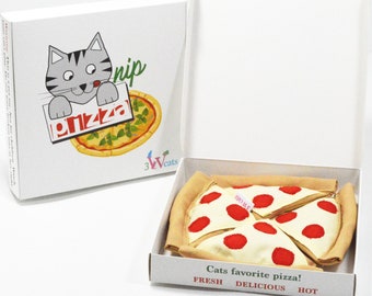 Catnip Cat Toy Catnip Pizza with Organic Catnip or Valerian cat toy Food Catnip toy cute cat toy Pizza Slice or Box