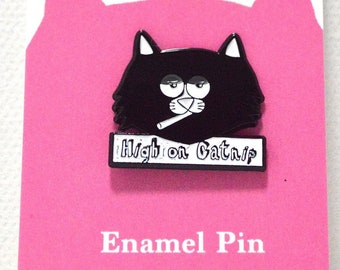 Catnip Enamel Pin High on catnip pin cute cat enamel pin