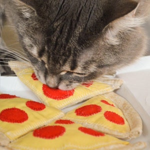 Jouet pour chat avec herbe à chat bio ou valériane jouet pour chat alimentaire Jouet mignon avec herbe à chat, jouet pour chat Tranche ou boîte de pizza Cadeau fait main image 6