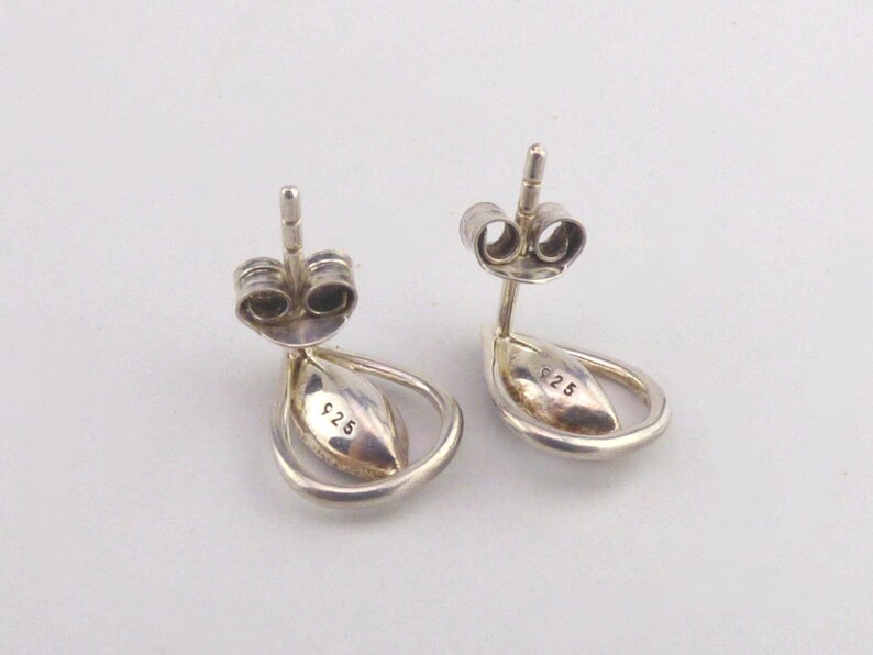 Earrings Butterfly Backs Fashion Accessory Christmas Gift Marked 925 Small Sterling Silver Tear Shaped Earrings with Blue Stones