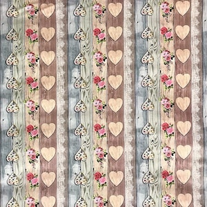 Oilcloth Tablecloth Wooden panels Hearts B9066-01 angular round oval
