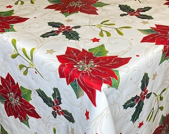Wachstuch Tischdecke Weihnachten - Wählbare Größe (z.B. 90x240 Cm), Mit Fleece-Rückseite, Pflegeleicht