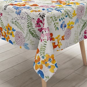 Mantel de hule ancho 160 cm B6031-01 flores de colores cuadrado redondo ovalado