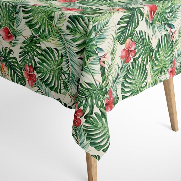 Nappe jacquard nappe coton enduit BENNE Monstera Cala jungle carrée ronde ovale