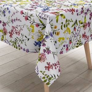 Tafelzeil tafelkleed 160 cm breed B4033-01 bloemen lente zomer vierkant rond ovaal