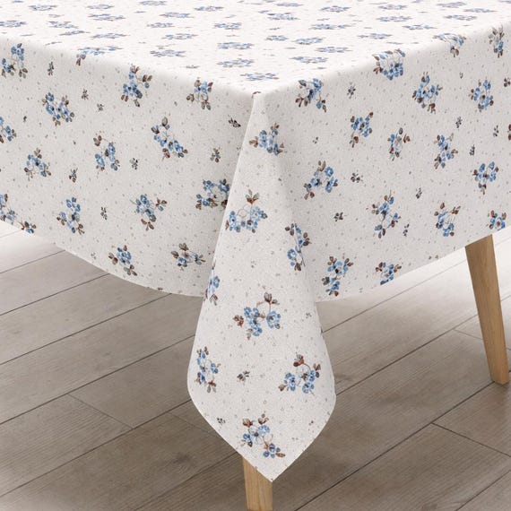 KEVKUS Wachstuch Tischdecke 01389-03 Blümchen klein blau eckig rund oval