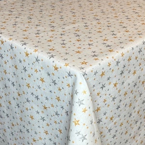 Jacquard Weihnachten textile Tischdecke beschichtete Baumwolle STRELES 60472 Sterne gold silber eckig rund oval